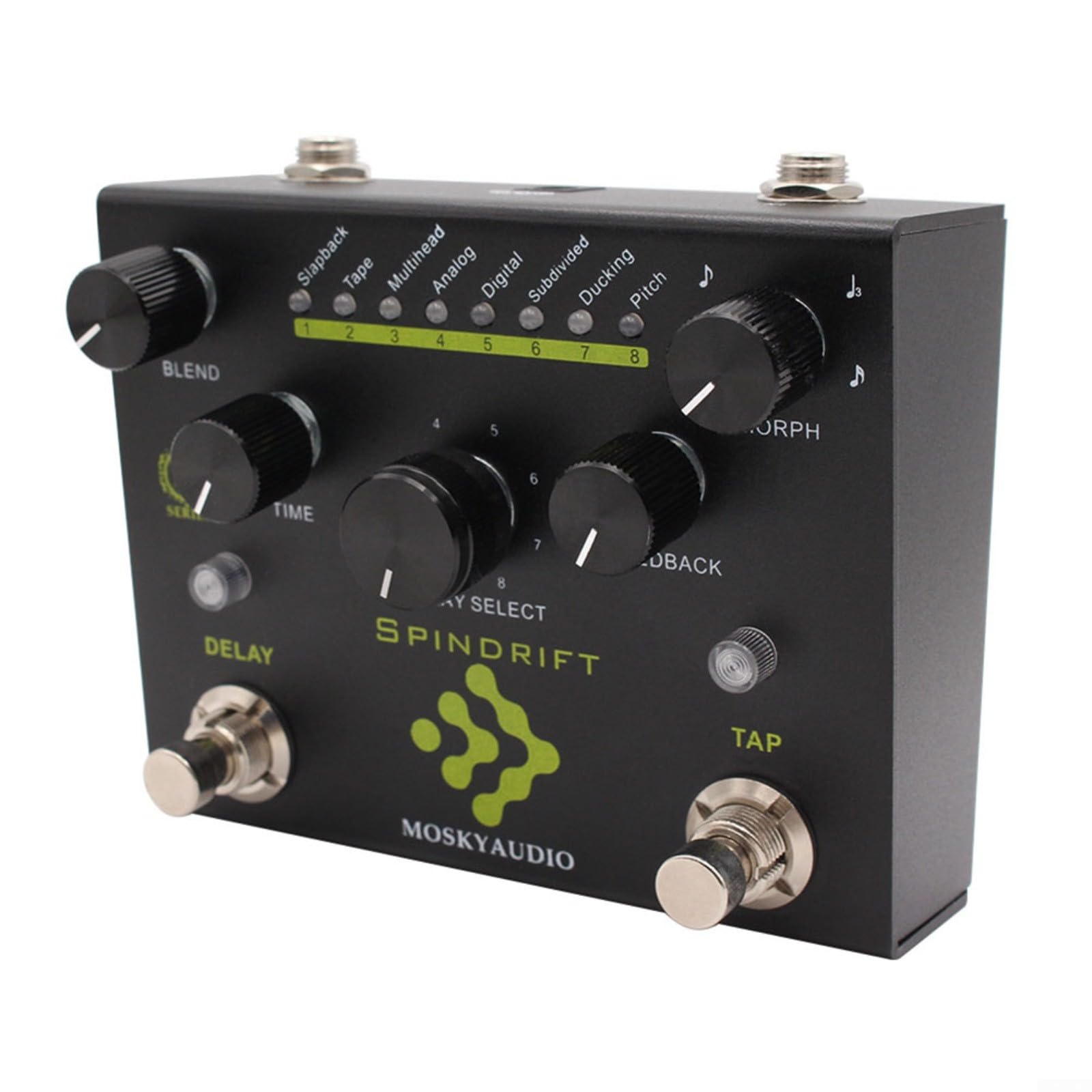 Pedal de efectos de guitarra digital con retardo TAP Tempo 8 modos de selección de perilla de mezcla de controles de tiempo DC9V fuente de alimentación para guitarra eléctrica, bajo, estudio