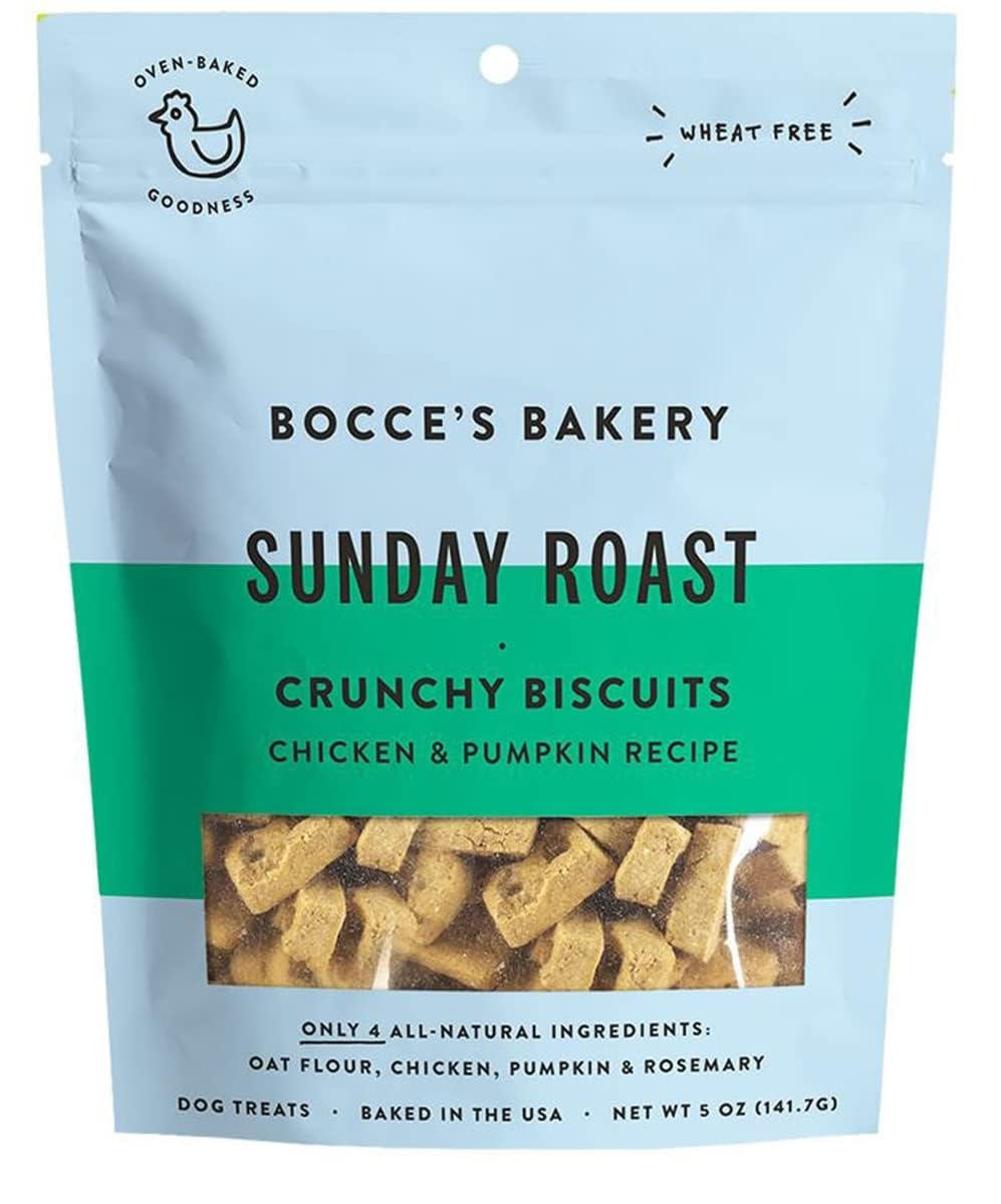 Bocce's Bakery Oven Baked Sunday Roast Treats for Dogs, Everyday Wheat-Free Dog Treats, Made with Real Ingredients, Baked in The USA, All-Natural