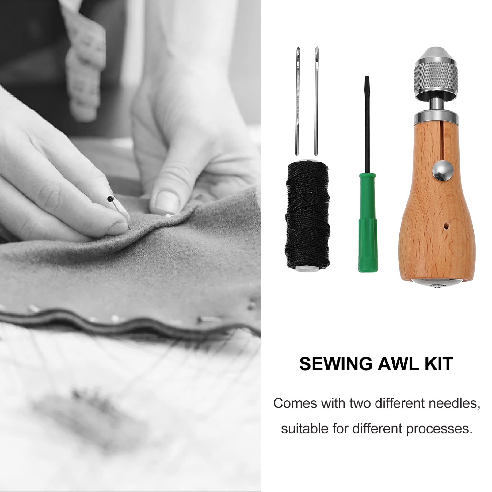 Artibetter 3 Juegos Punzón de Coser Mango de Ergonómico Herramienta Manual para Reparación Incluye Agujas y Curvas