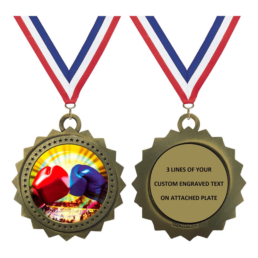 Boxing Gold Large 3 Inch Engraved Medals Trophy Award Personalized Free D03-MY412 10PK