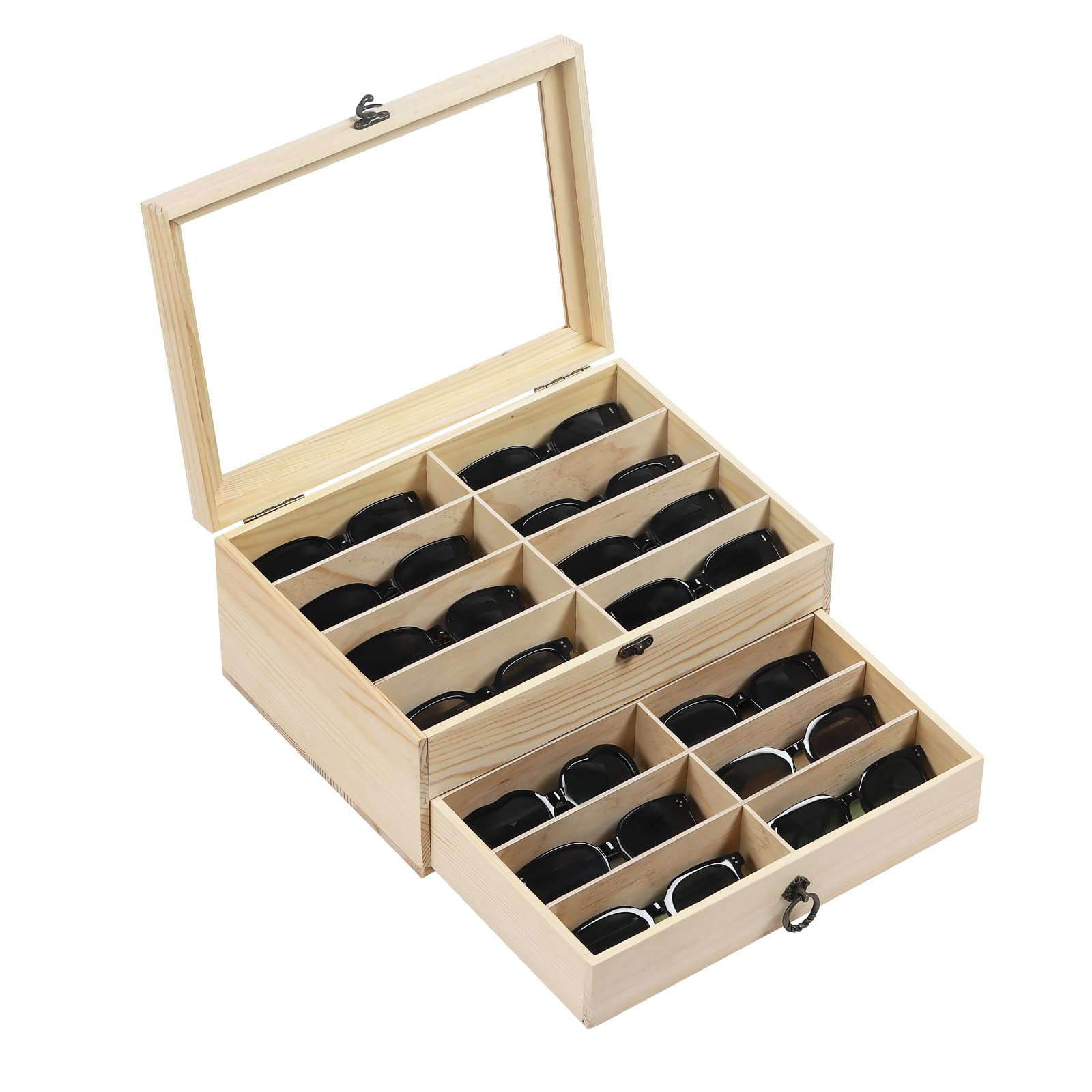 AUTOARK Pine Wood Eyeglasses Storage Display Case Organizer,AW-187