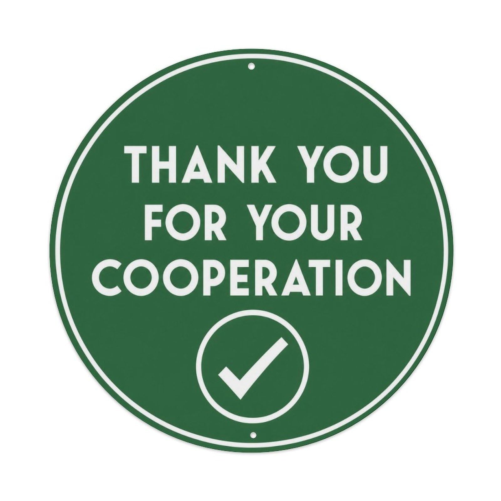 UK Thank You Restroom Notice Green Checkmark Badge Metal Tin Sign