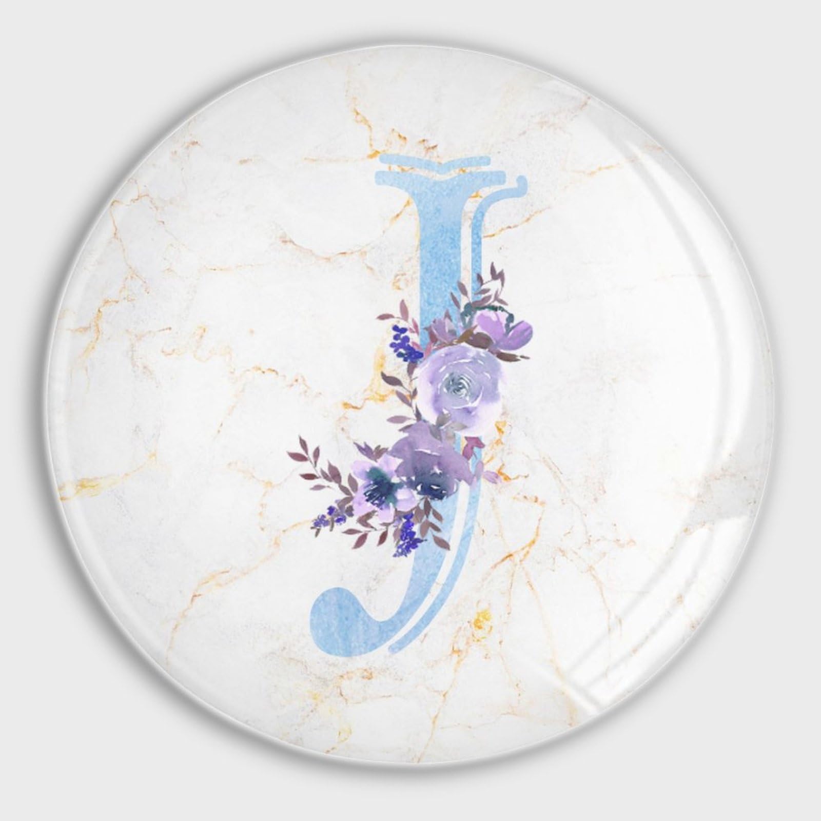 Glas-Kühlschrankmagnete, Monogramm, Initiale J, kleine Magnete, Alphabet, violett, floral, starker Magnet, Monogramm, Buchstabe, dekorative Magnete für Kühlschrank, niedliche Dekoration für