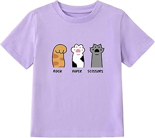 Girl's Rock Paper Scissors Cute Paw Funny Cat T-Shirt