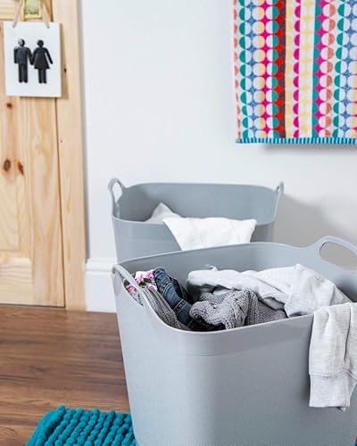 SAVING HUB Square Flexi Tub Large Bucket Laundry Clothes Storage Basket 15/25/40 Litre Garden Lightweight Tubs Heavy Duty Flexi Container With Handles Plastic Buckets (25 Litre, Cool Grey) 6 SAVING HUB Square Flexi Tub Large Bucket Laundry Clothes Storage Basket 15/25/40 Litre Garden Lightweight Tubs Heavy Duty Flexi Container With Handles Plastic Buckets (25 Litre, Cool Grey) - Image 6