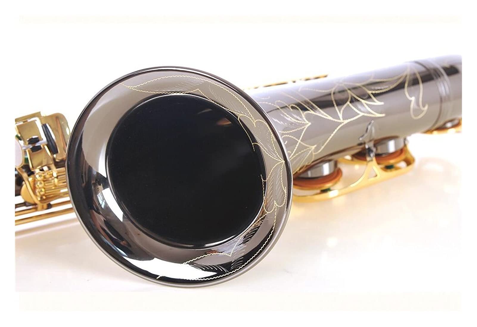 Sax Principianti Kit BB Tenor Black Nickel Strumento Sassofono B Sax Piatto con Cassa Asforzi Strumento a fiato (Color : Gold Lacquer)
