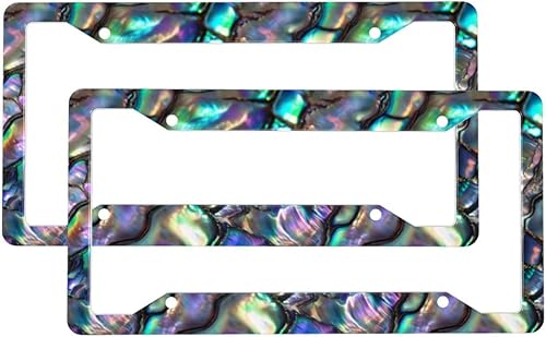 Marco de matrícula de abulón, paquete de 2 accesorios para decoración de autos, 12.3 x 6.3 pulgadas, para hombres y mujeres