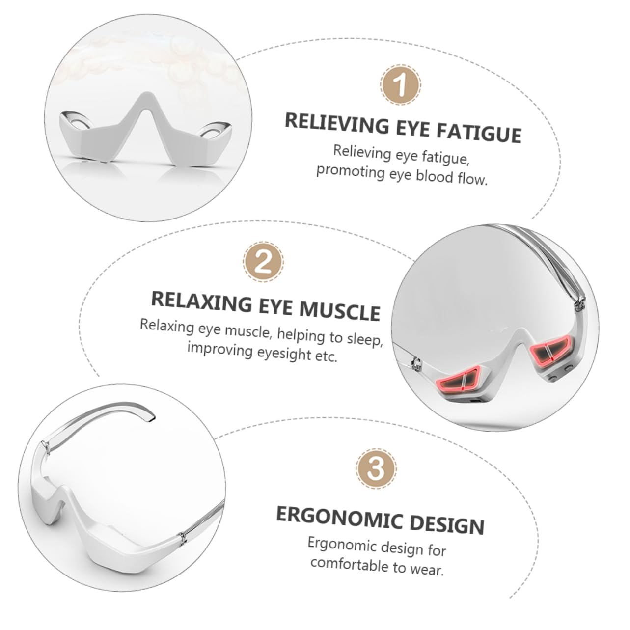 Masajeador Eléctrico de Ojos de Microcorriente Blanco 3 Niveles