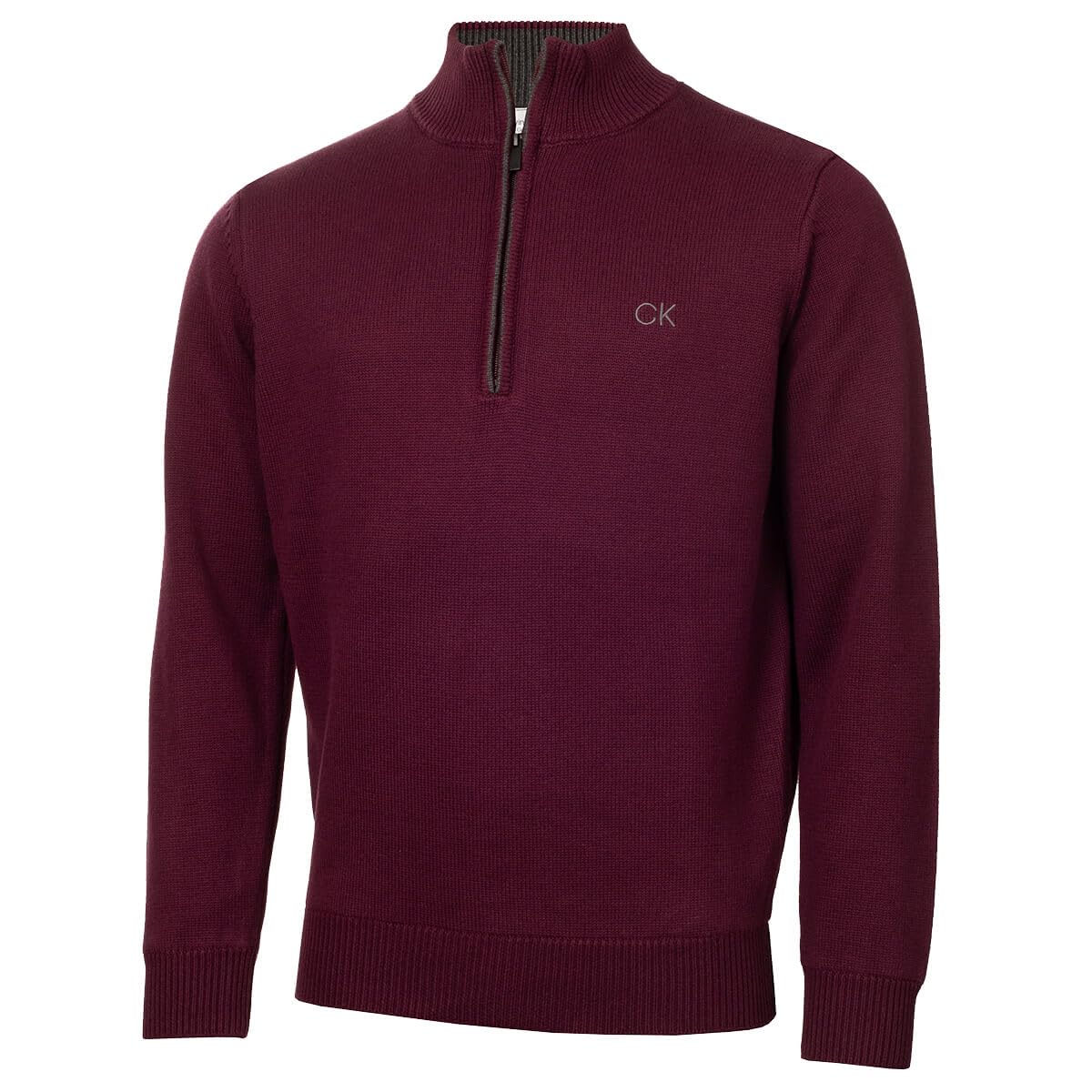 Calvin Klein Men's French Burgundy Lined Chunky Half Zip Sweater - Xxxl