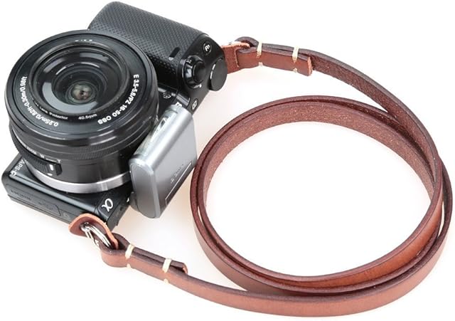 CANPIS Genuine Leather Camera Strap Vintage Camera Shoulder Neck Strap for Mirrorless Cameras Sony Nikon Canon Leica Olympus Panasonic Pentax Fuji (Brown)