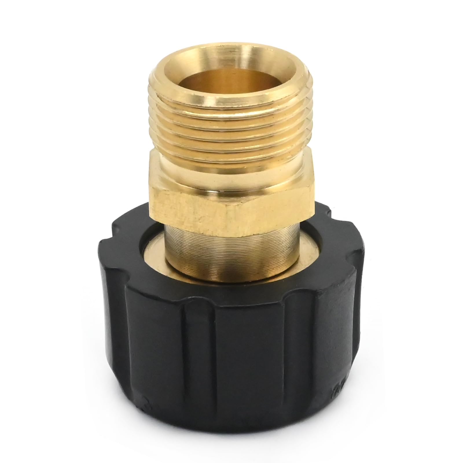 Acoplador de latón para lavadora a presión, rosca hembra M22 de 15 mm a M22 macho de 14 mm, adaptador reductor de buje hexagonal robusto para tubería de agua de jardín (4500 PSI)