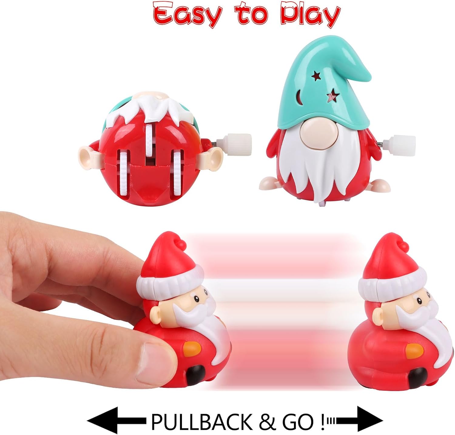 CCINEE 12PCS Christmas Pull Back Cars, Assorted Santa Claus Snowman Reindeer Tiny Car Toys Christmas Friction Powered Racing Cars Vehicle Toy for Kids Xmas Bag Fillers Treats Prizes Party Favors image 4