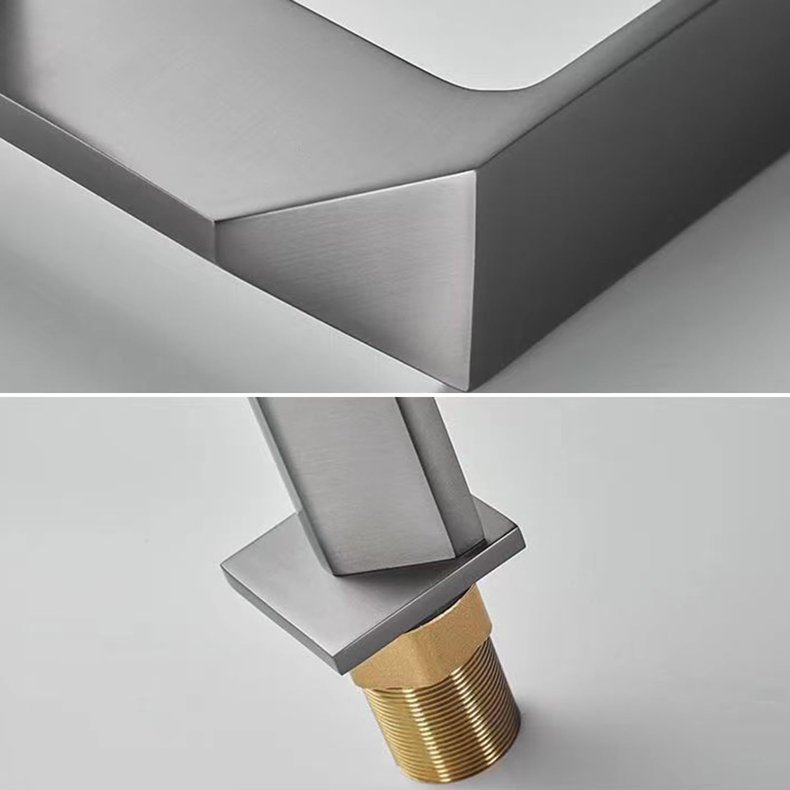 XJTNLB Grifo para Lavabo de Baño en Cascada Mezclador Lavabo Monomando Griferia Lavabo Cascada Agua Caliente y Fría,Gris Pistola