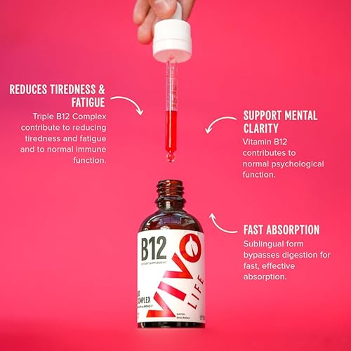 Miniatura 2 de Vivo Life - Complejo de vitamina B12, suplemento de salud de alta potencia, gotas líquidas de sabor naranja, 2.0 fl oz, 60 porciones