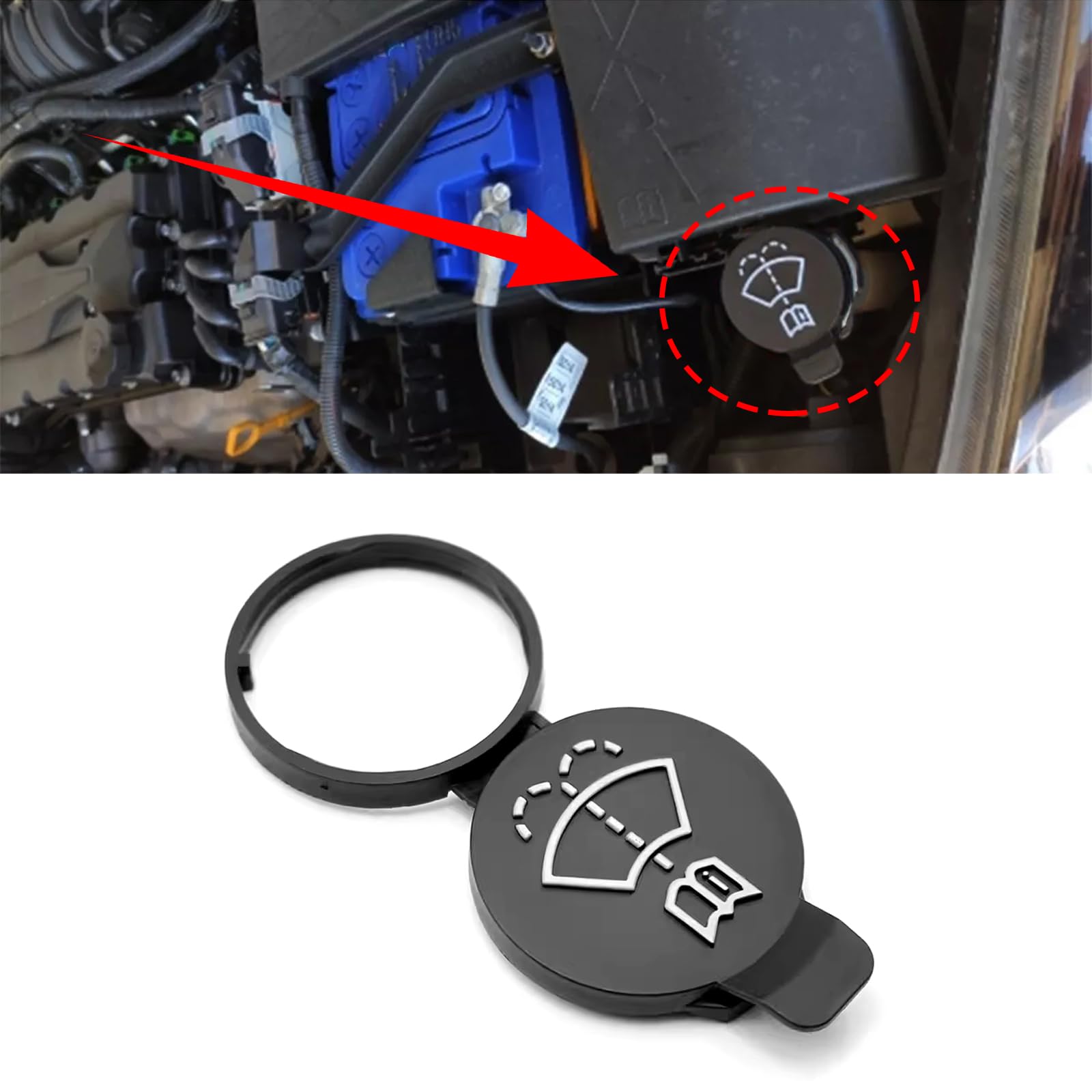 UZZH 1 PCS Windshield Wiper Washer Fluid Reservoir Cap, Car Windscreen Water Tank Bottle Washer Caps Cover Replacement for GMC Chevrolet Buick Cadillac 12767700 13227300 19172571 12788573