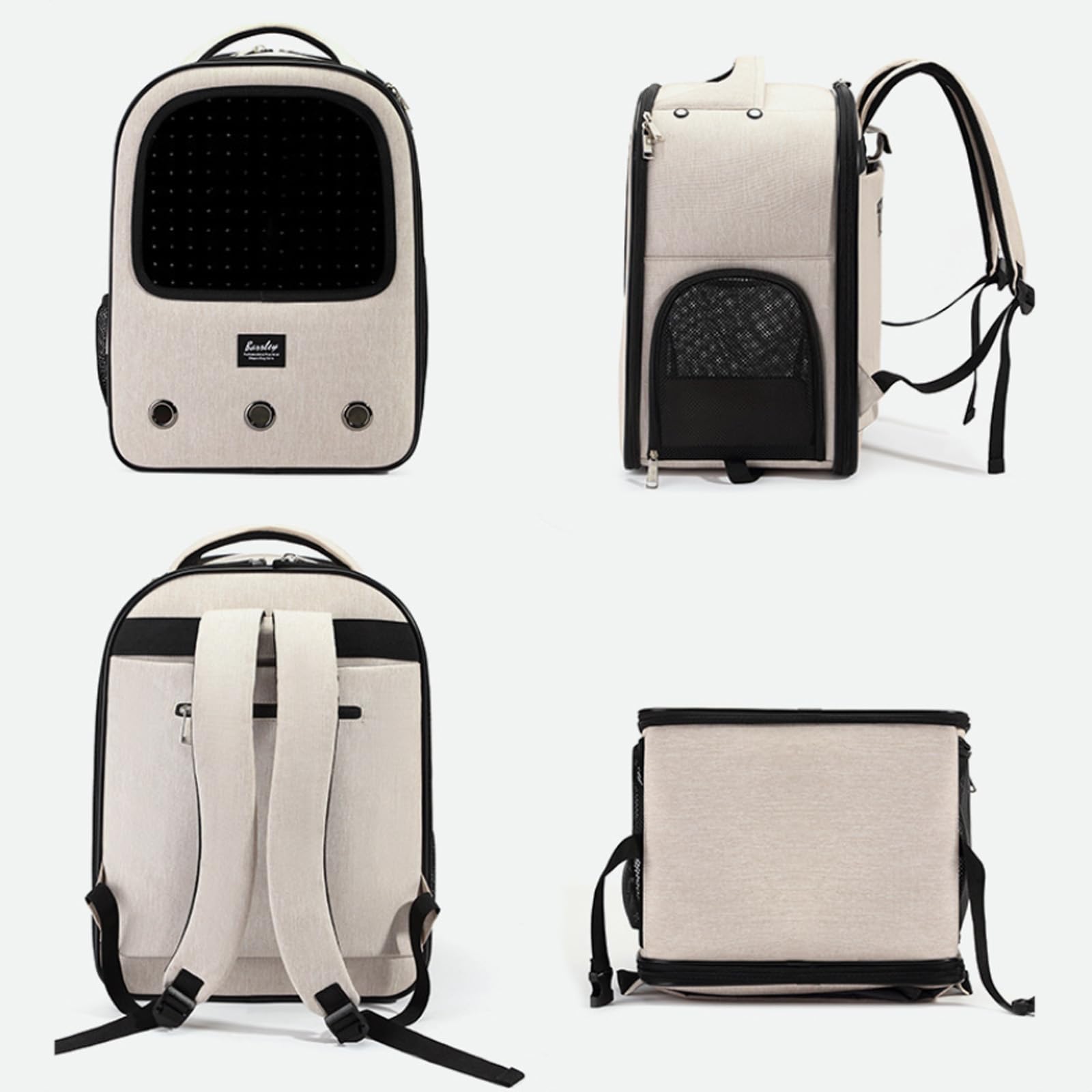 Sac À Dos pour Animaux De Compagnie, Sac De Transport À roulettes pour Animaux De Compagnie,Sac À Dos Roulant pour Chat avec Fenêtres D'aération en Maille,Sac À Dos Poussette,Beige
