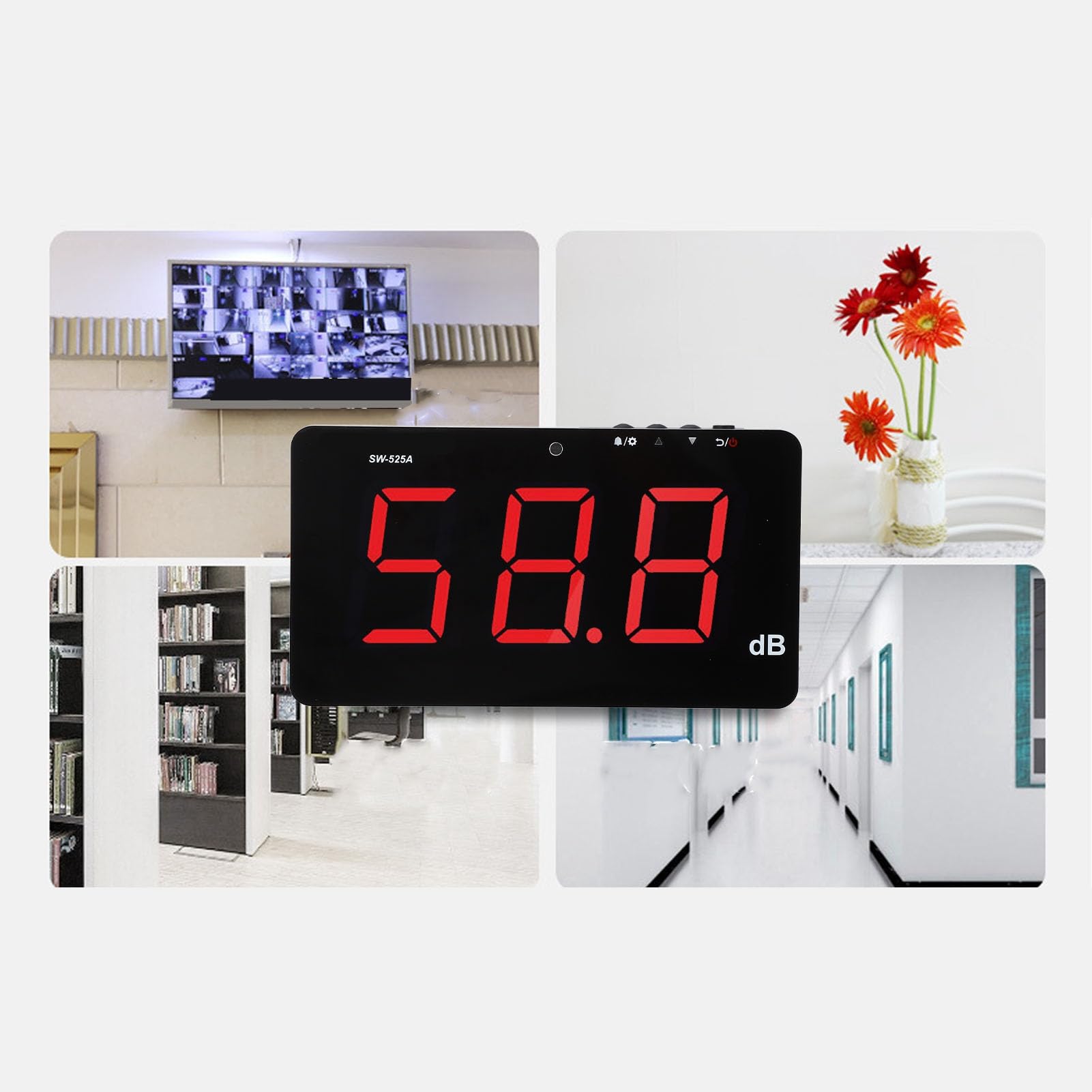 Yinhing SW525A Miernik Decybeli do Montażu na ścianie Miernik Hałasu od 30 do 130 DB z Ekranem LCD o Przekątnej 6 Cali Dokładny Pomiar Dźwięku zastosowań Laboratoryjnych w Domowym Biurze z funkcją