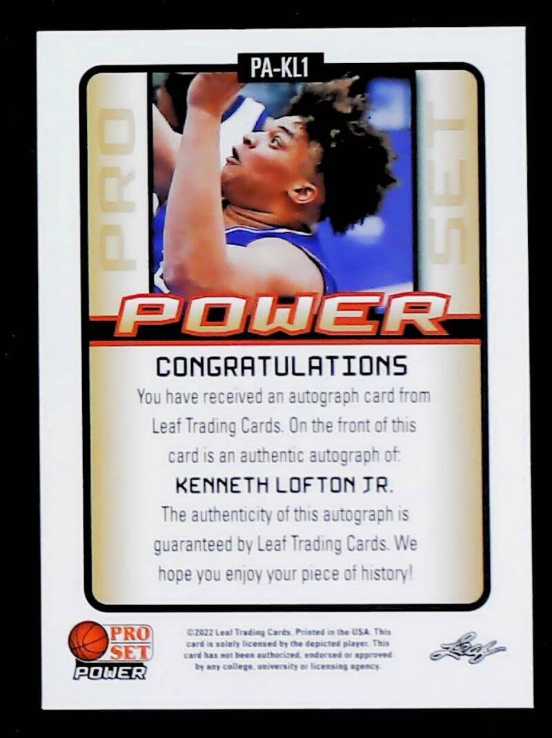 2021-22 Pro Set Power Autograph #PA-KL1 Kenneth Lofton Jr RC Rookie AUTO 6/10 Basketball Trading Card Philadelphia 76ers