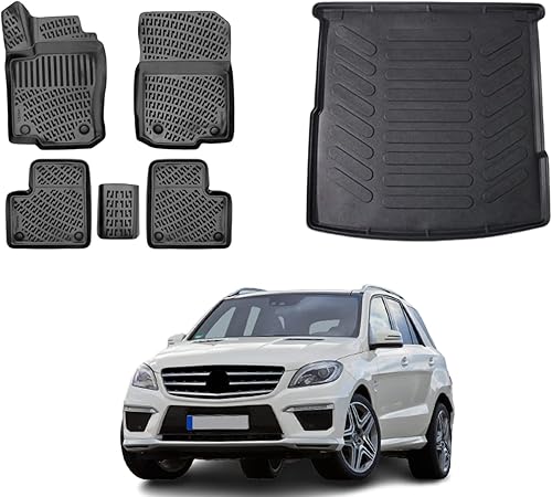 Ehiltek - Juego completo de alfombrillas para Mercedes-Benz ML 166 2011-2015 para todo tipo de clima, durabilidad, resistentes al agua, juego