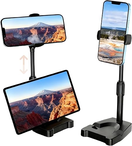 Soporte de teléfono de altura ajustable, soporte de escritorio retráctil giratorio de 360 grados, stent ergonómico, soporte giratorio para teléfono