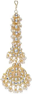 i jewels 18K Gold Plated Traditional Pearl & Kundan Studded Maang Tikka for Women/Girls (T2872)-picture-33
