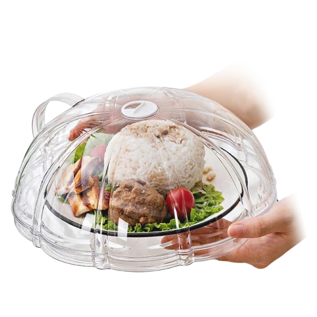 CTRLZS Protective Cover for Microwave for Household Oven Transparent Splash Guard Food Warming Cover with Steam Vents and Handles