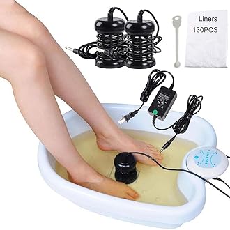 iMeshbean® Ion Ionic Detox Foot Bath Aqua Cleanse SPA Machine with Tub, 2 Arrays,130 pcs Tub Liners as Gift