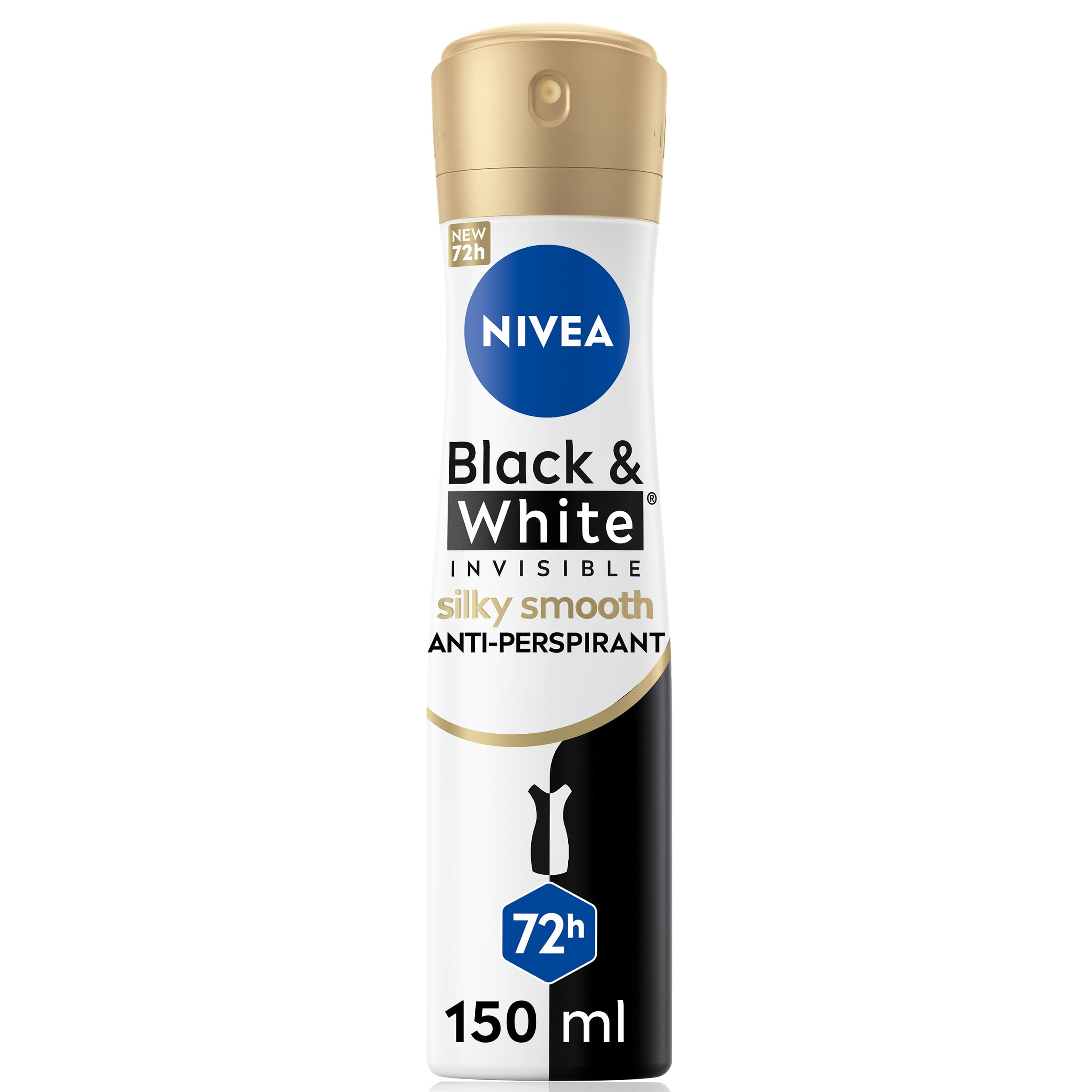 NIVEA Antiperspirant Spray for Women, Black & White Invisible Silky Smooth,150ml