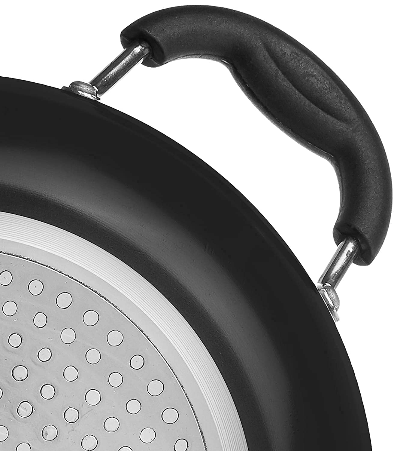 Mumma's LIFE Non-Stick Kadhai with Glass Lid (24 cm, Hammertone Finish, 3 Coat, 3mm Thickness), Aluminium (Black) 2