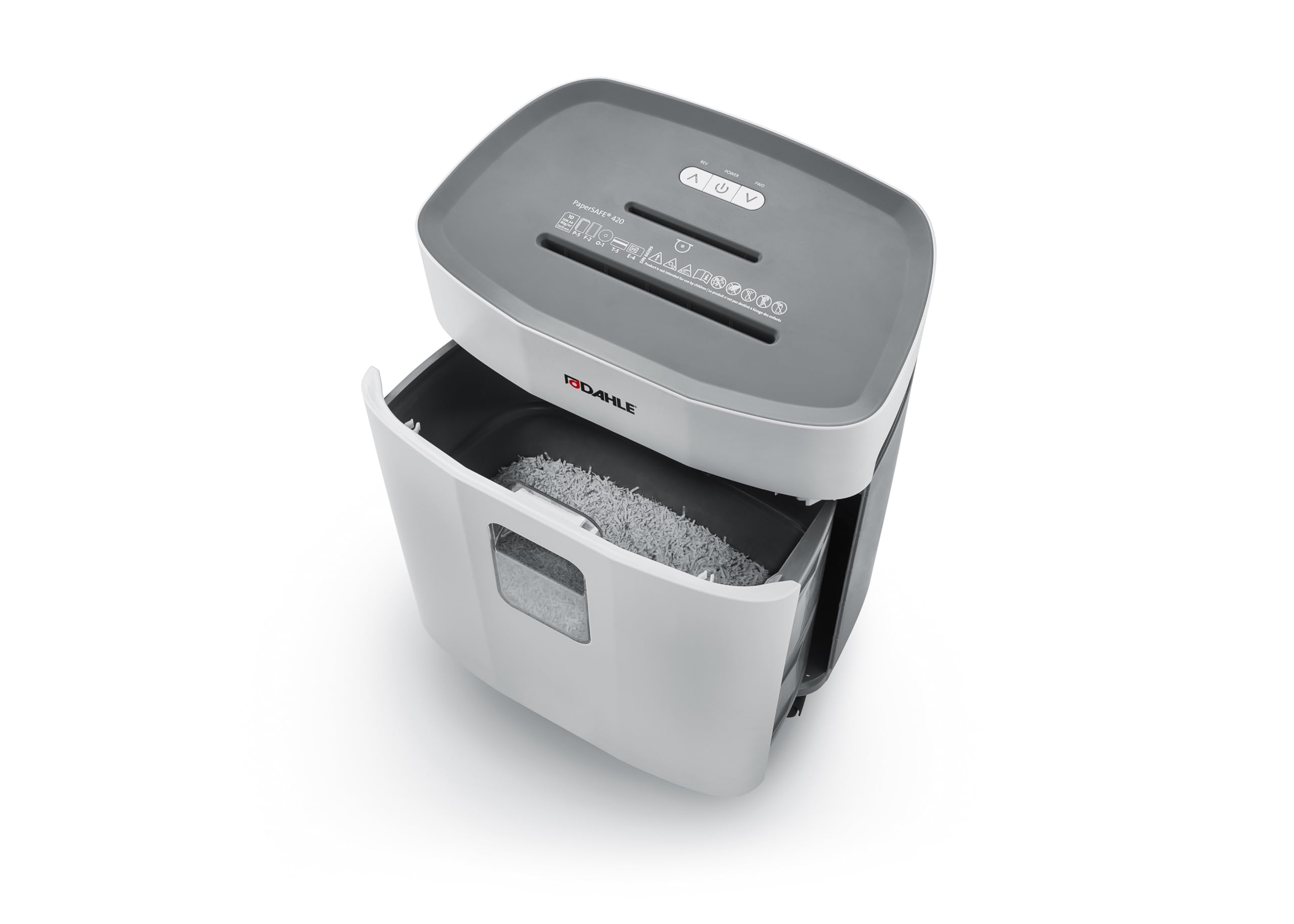 Dahle PaperSAFE PS 420 niszczarka dokumentów (10 arkuszy, poziom bezpieczeństwa P5, mikrocięcie, nie zawiera oleju i konserwacji, 25 litrów), szara