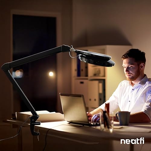 Miniatura 8 de Neatfi Lámpara LED de escritorio, 30 W, 320 LED SMD, regulable con temperatura de color de 3000 K a 6500 K, luz de escritorio ajustable para el