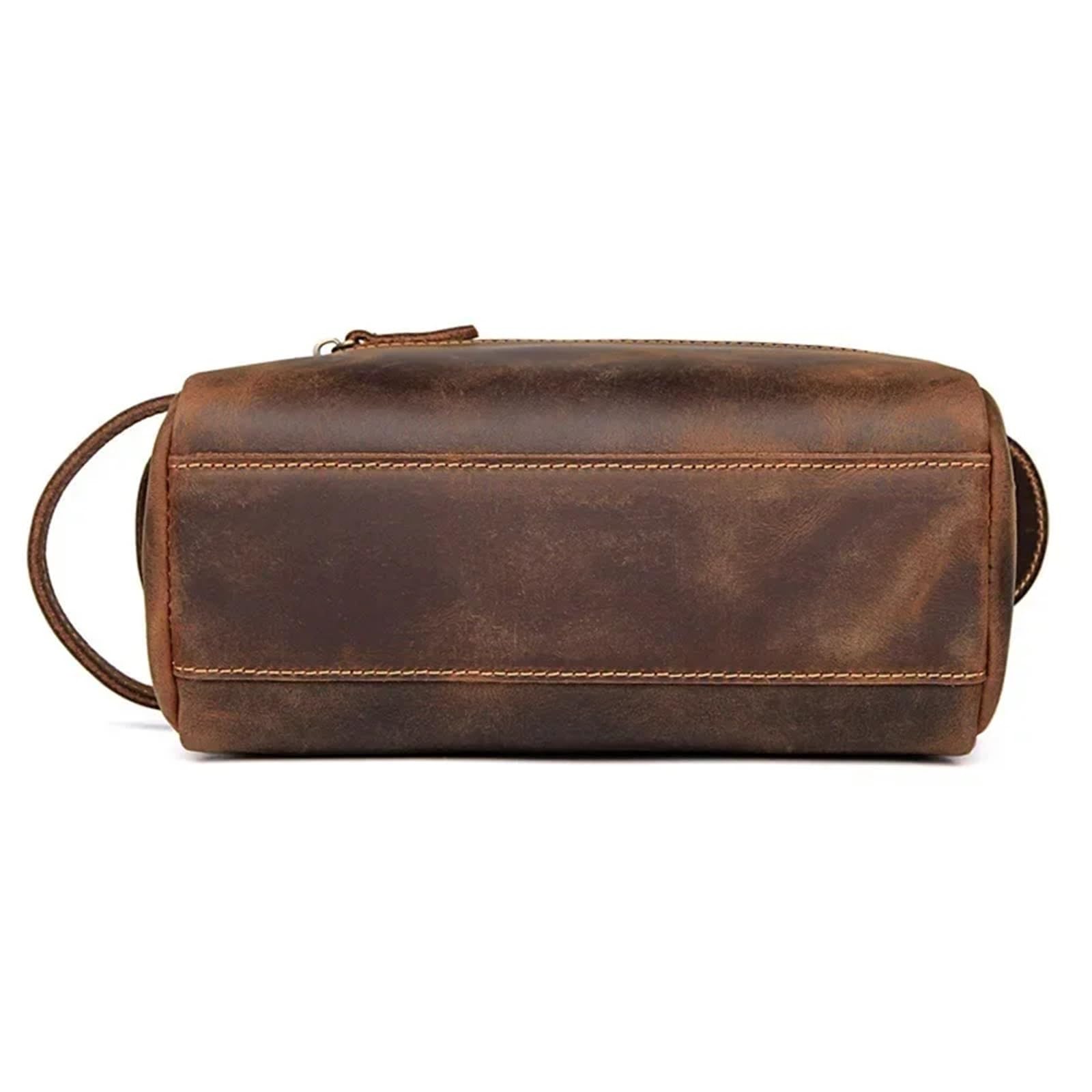 Neceser Hombre, Bolsa De Aseo Hombre Neceser de Piel auténtica for Hombre, Neceser de Viaje for Maquillaje, Neceser de Afeitar, Neceser de Viaje for Mujer(Brown)