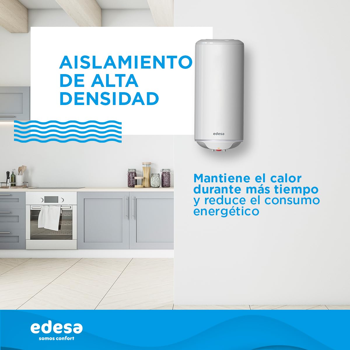 Edesa, One - Calentador de Agua Electrico Vertical, Termo Eléctrico 50 Litros, Regulación Externa y Cuba Vitrificada, 43,3x61,2x45,1 cm - Fabricado para Instalación en España (Clase energética C)