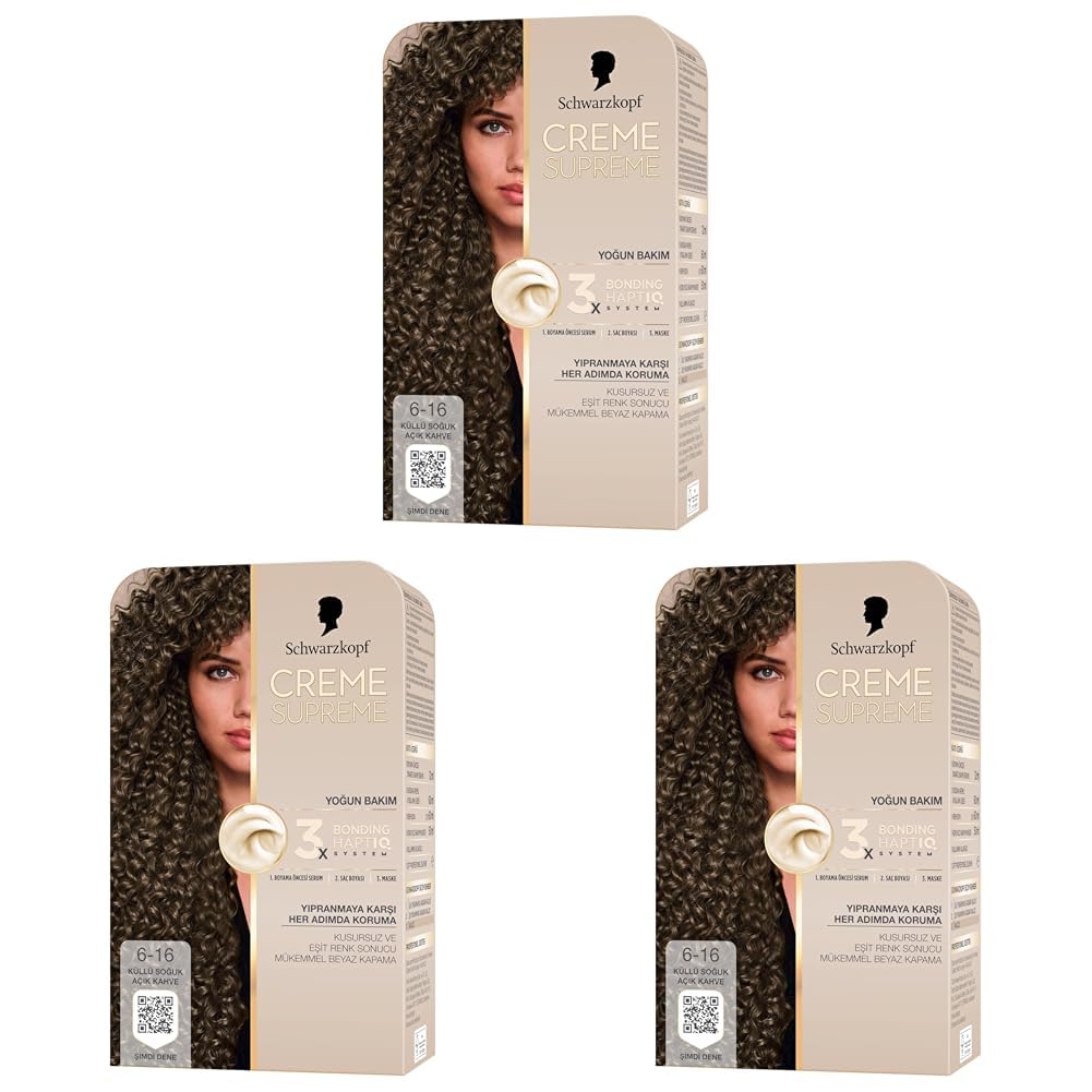Schwarzkopf Creme Supreme Saç Boyası 6-16 Küllü Soğuk Açık (3 paketi)