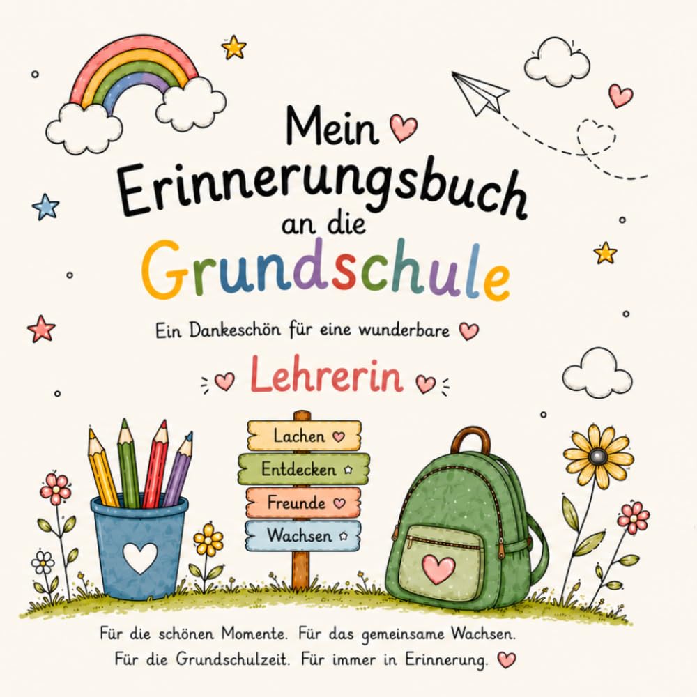 Mein Erinnerungsbuch an die Grundschule für Lehrerinnen: Abschiedsgeschenk für Lehrerinnen | Erinnerungsalbum mit Steckbriefen, Bildern und persönlichen Botschaften der Kinder (30 Kinder)