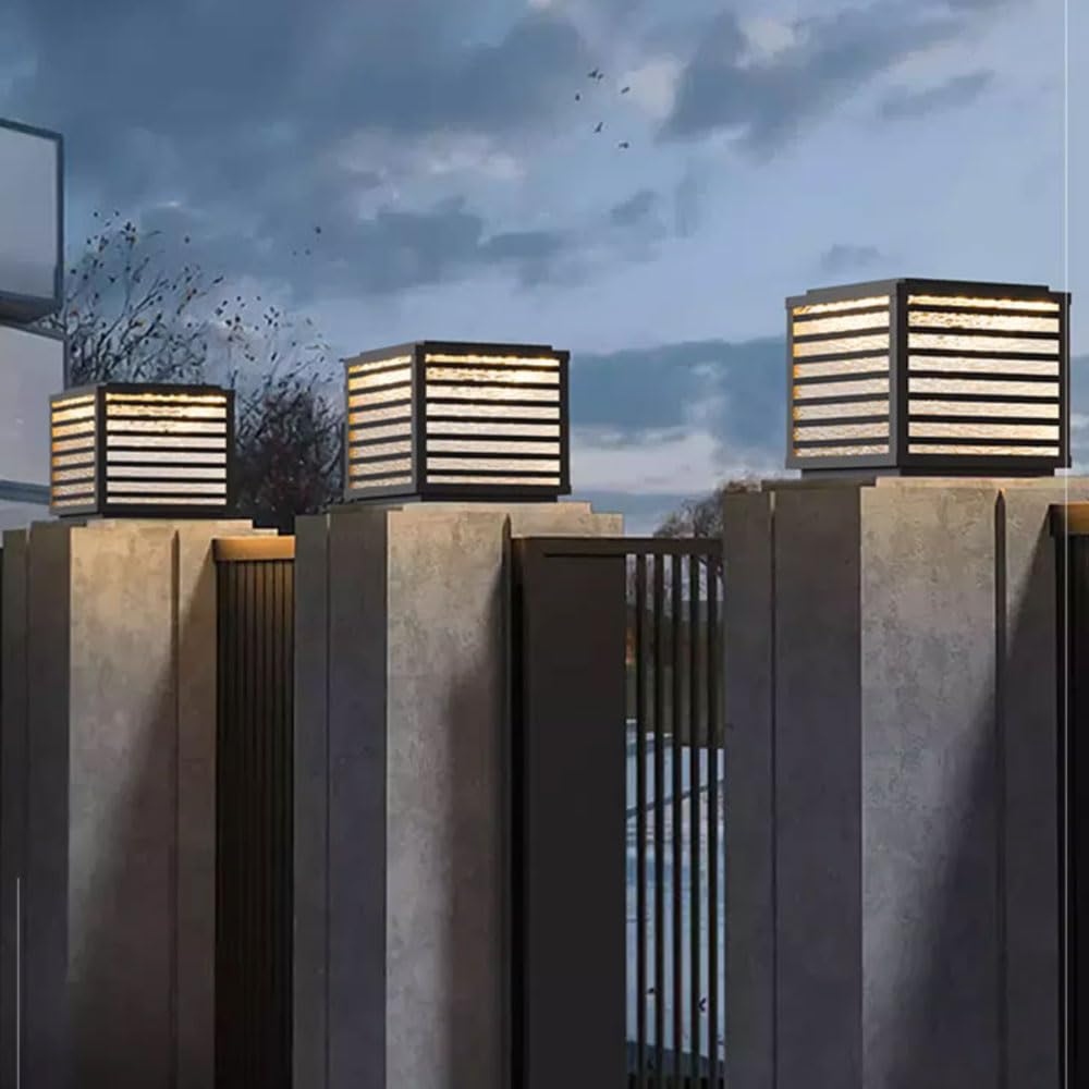Solarne lampy słupkowe, zewnętrzne oprawy oświetleniowe do słupka ogrodzeniowego, wodoodporne czapki kolumnowe, lampy do ogrodu, patio, ścieżki, filaru