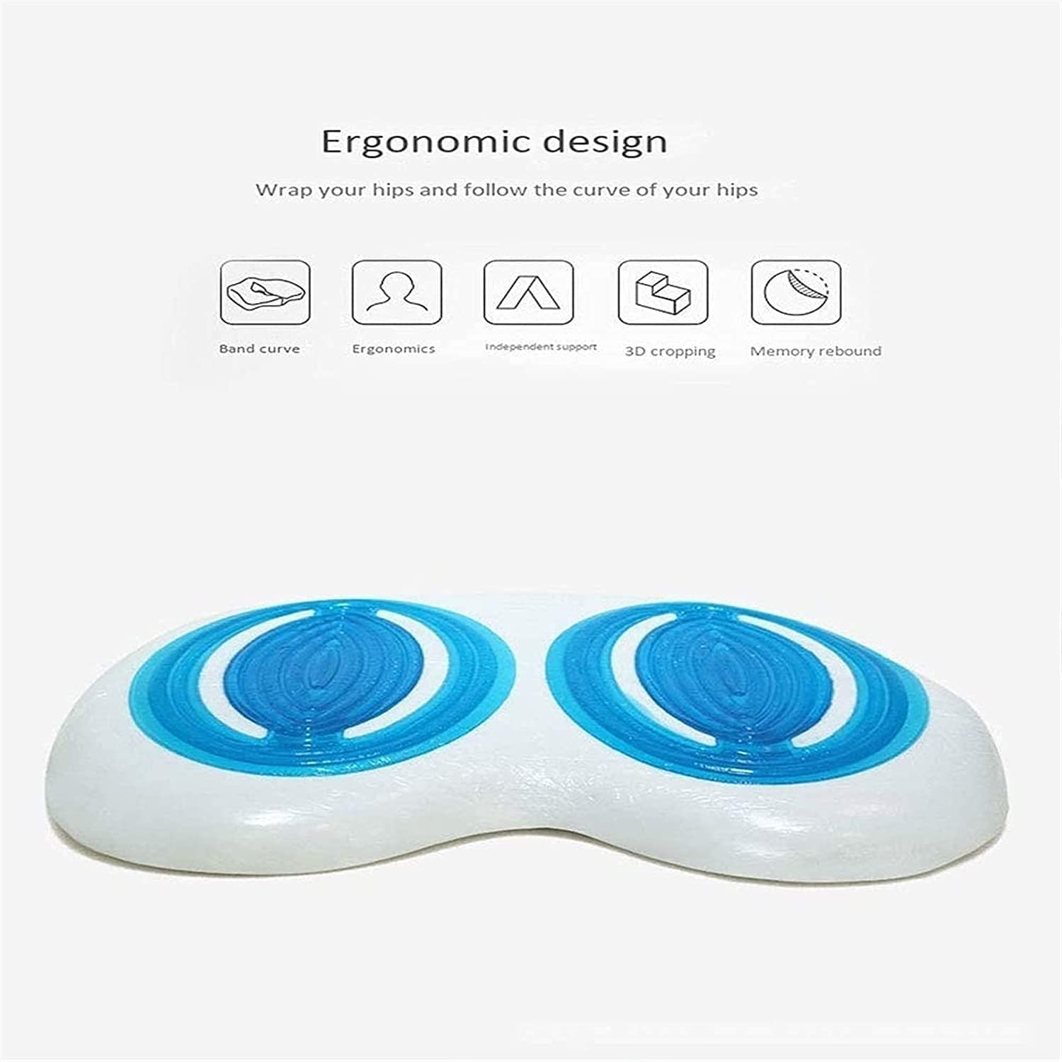 Cojín del asiento de espuma de memoria de gel: almohada de silla for la almohadilla de silla ortopédica de la ciática, la espalda y el tosco de la espalda for el dolor for soporte en la silla de