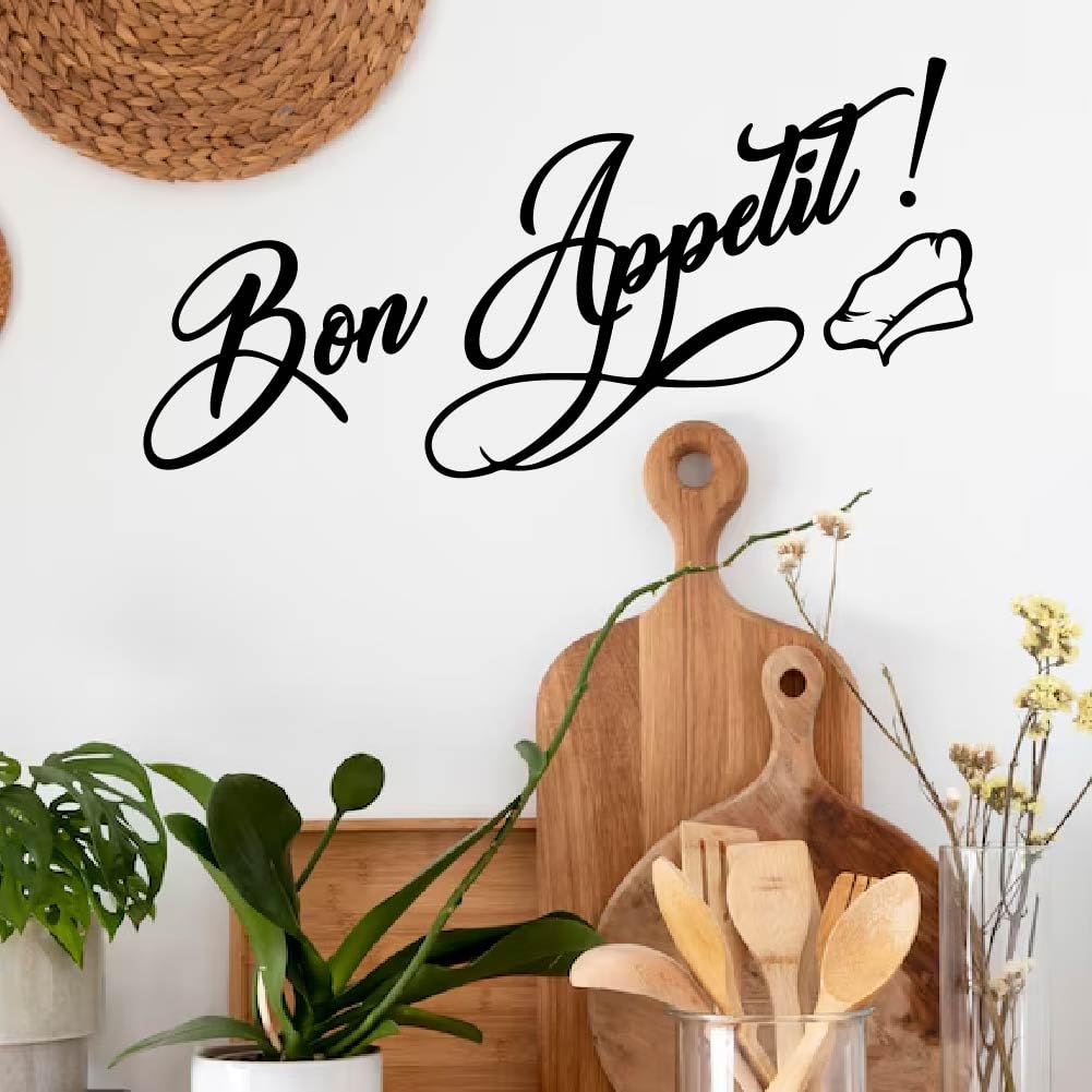 - Bon Appetit Wall Decor Eating Texts Wall Sticker Restaurant Wall Decals Vinyl Art Decor Eating Texts Peel and Stick Decals for Restaurant Dining Room Kitchen Large Decor