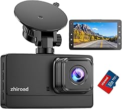 Zhiroad 1080P FHD In-Car Dashcam with 3 Inch IPS Screen, 176° Wide Angle, 32G SD Card, Night Vision, Loop Recording, Parking Mode, G-Sensor and WDR