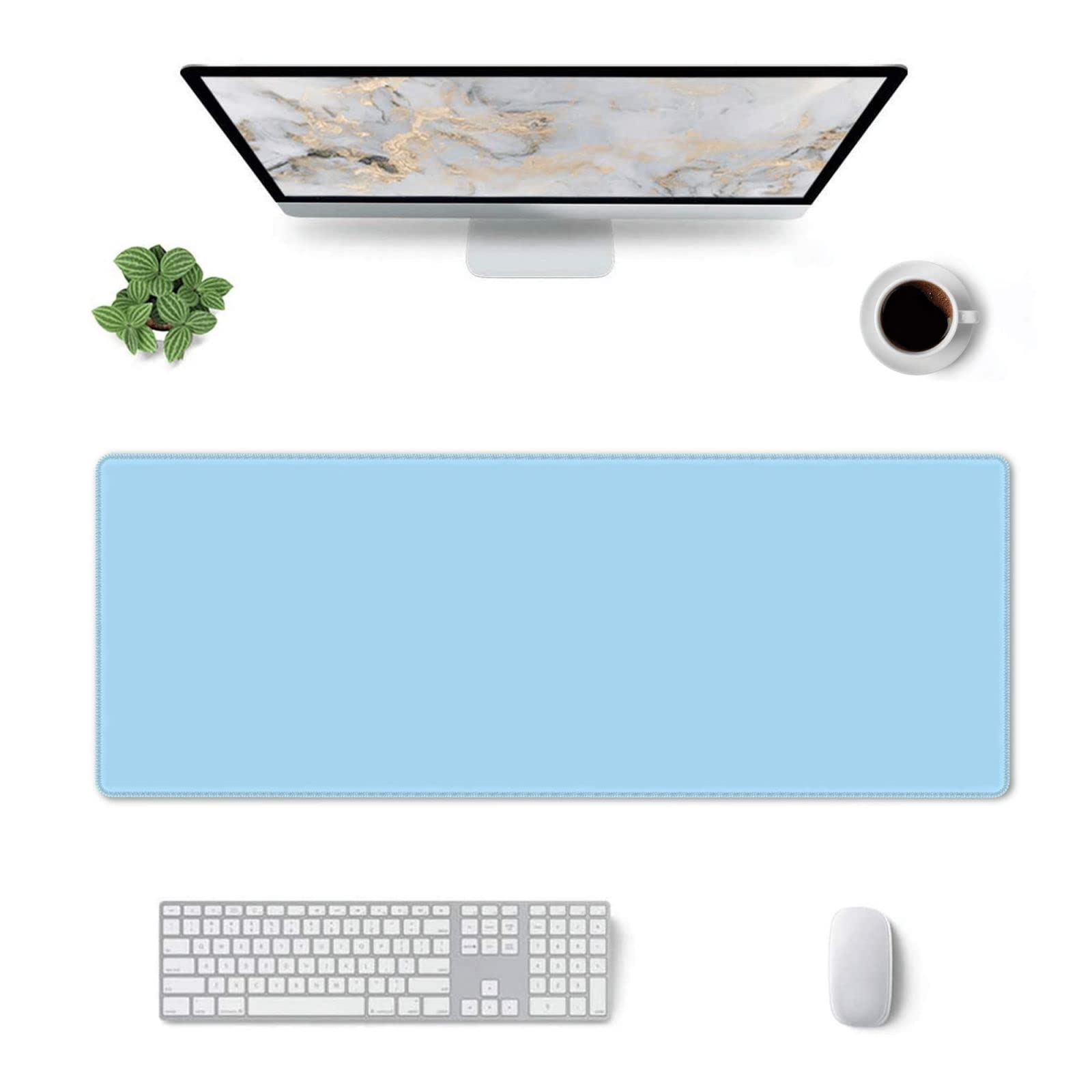 Tappetino Per Mouse Da Gioco XXL 80x40 Cm - Blu Con Bordi Cuciti, Base Antiscivolo In Gomma, Morbido Per Tastiera E Laptop, Accessorio Scrivania Per Donne