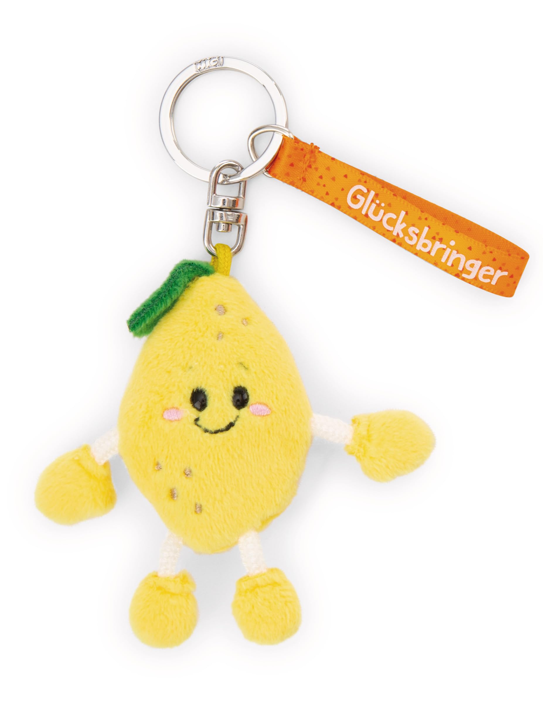 NICI 61802 breloczek do kluczy cytrynowy talizman szczęścia 7 cm - żółty - towarzysz lojalności do plecaka lub torby, uchwyt na klucze dla małych i dużych | 61802