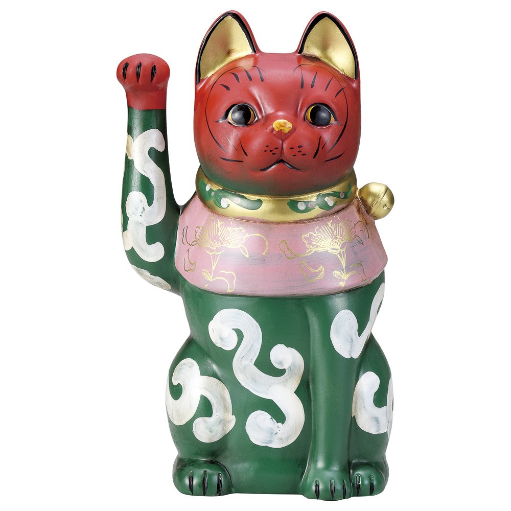 招き猫　古色福猫　唐草赤猫 26cm 招き猫 古色福猫 唐草赤猫 26cm 【公式通販】