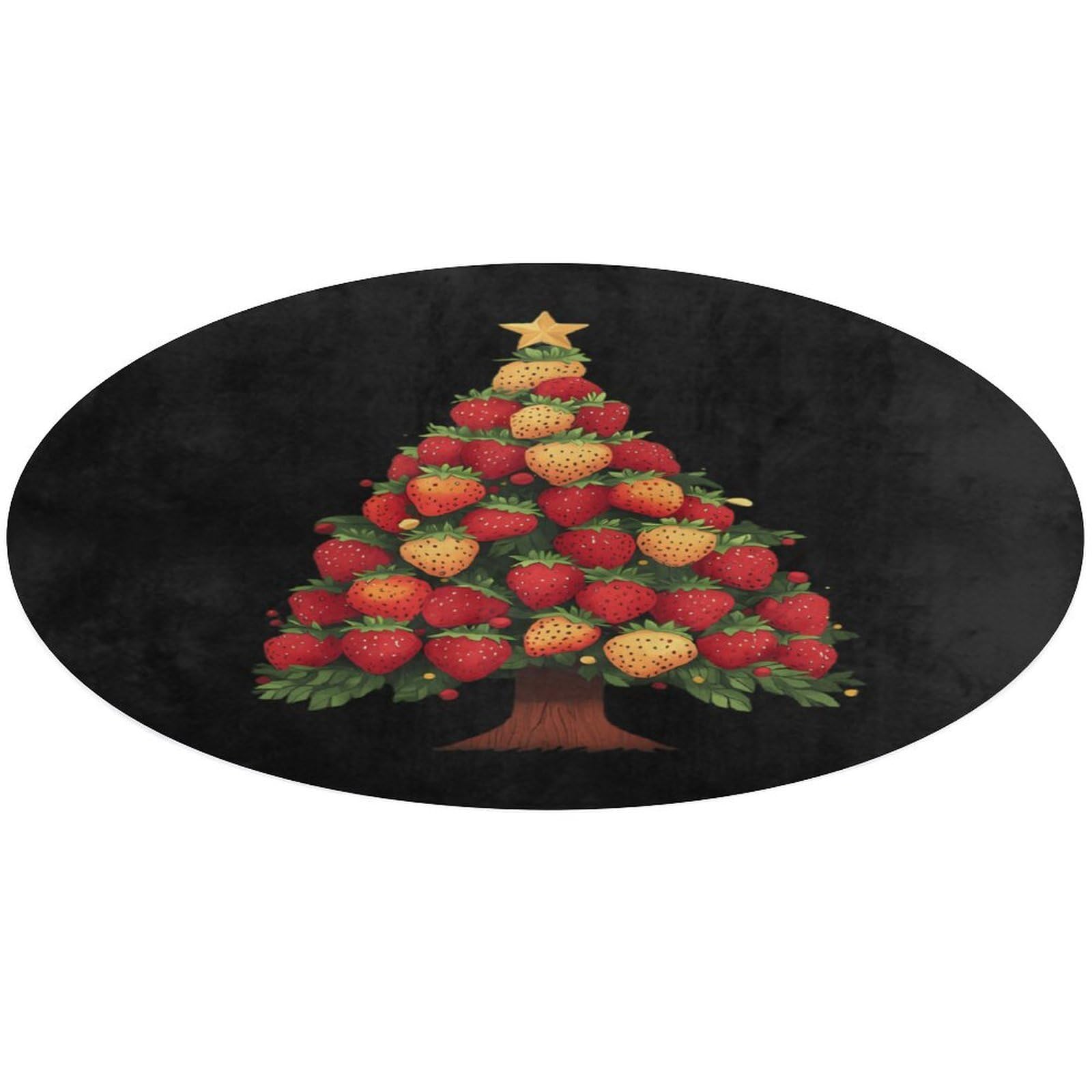 Tapete de terciopelo de árbol de fresas de Navidad lavable