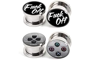 Stainless Steel 5/8 Ear Gauges Mens: Game Console and Eff You Tunnel
