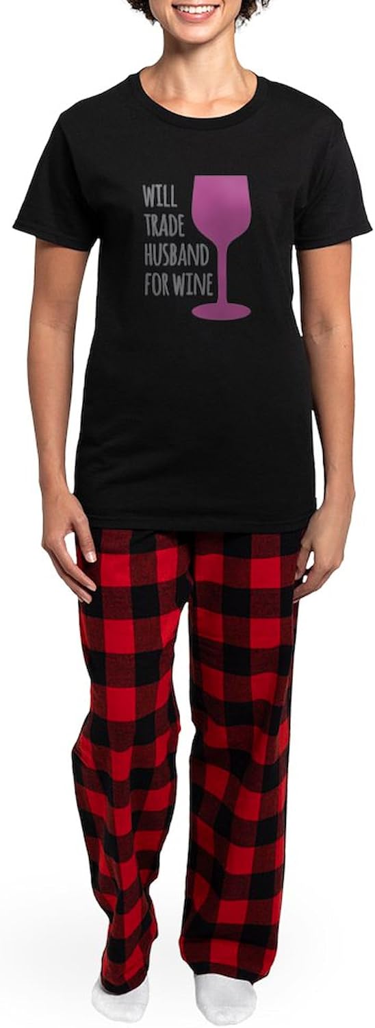 CafePress Husband For Wine Women's Dark Pajamas Womens Novelty PJ Sleepwear