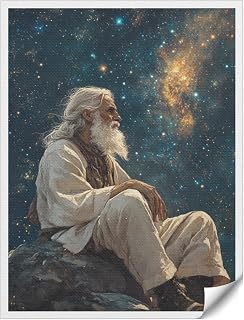 AVPHDTBK Unframed Star Gazing Oil Painting Wall Art Man observing the celestial bodies Versatile choice for refreshing living and working spaces adding a touch of sophistication