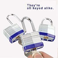 Vista 3 de SEPOX® Trinity Keyed-Alike Padlocks Outdoor, Reinforced Laminated Steel Body Heavy-Duty 1-9/16" 40MM, Uncuttable Standard Shackle, 3-Pcs-Lock, 6-Pcs