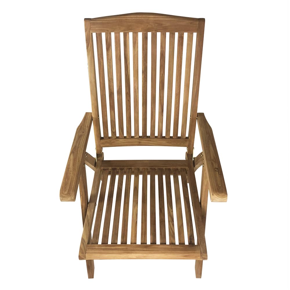 Sedia Pieghevole da Giardino in Legno di Teak Bali Poltrona Schienale Regolabile Braccioli Resistente Esterni