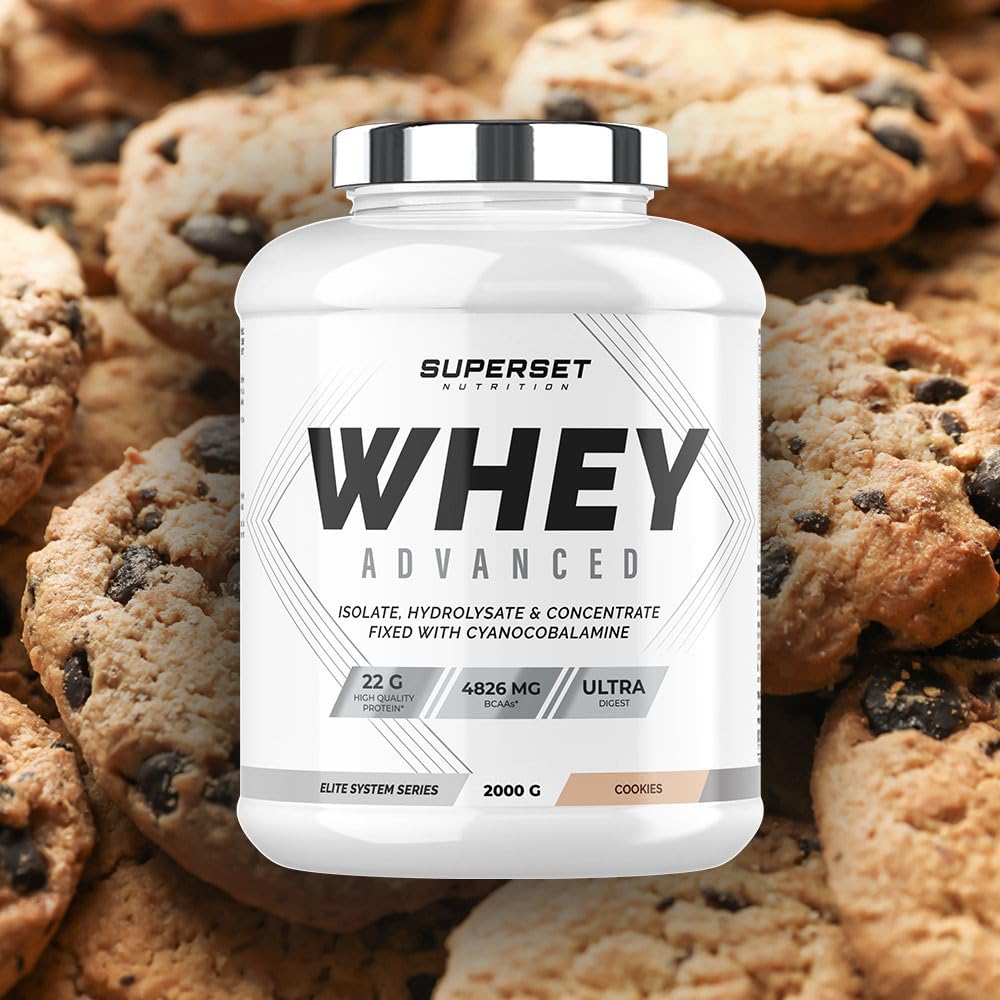 Superset Nutrition | 100% Whey Proteine Advanced (2kg) | Whey protéine | Protéine de qualité avec une texture gourmande - Cookies