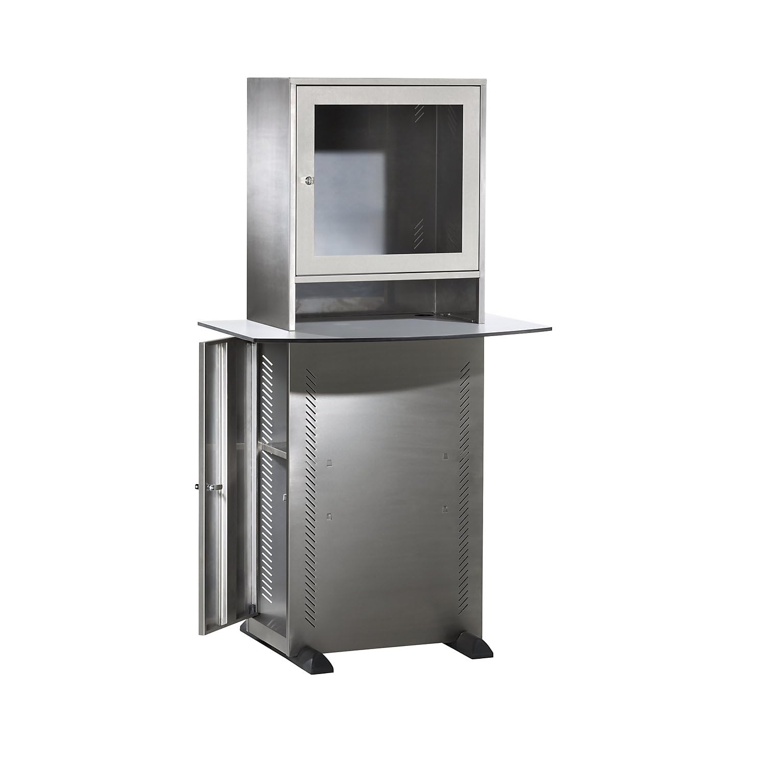eurokraft | Edelstahl-PC-Schrank | mit Arbeitsplatte BxT 900 x 600 mm | HxBxT 1625 x 600 x 350 mm